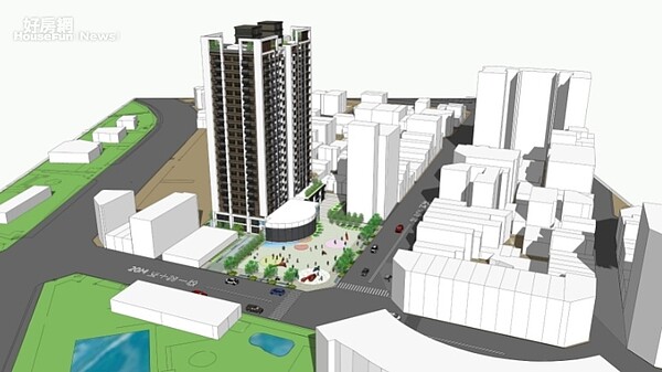 台中市水源段1613坪土地都更案,基地鄰近台中火車站、台中公園及一中商圈。3D願景圖台鐵提供