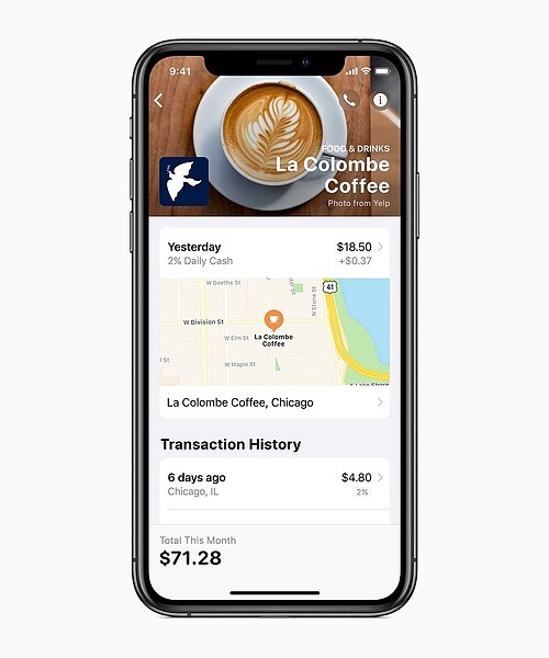 Apple Card存在Wallet App中，供使用者隨時檢視詳細消費紀錄。圖／蘋果提供