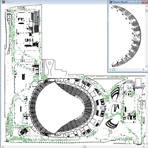 遠雄在28日的都審會議,僅以步行時速1.2公尺來進行大巨蛋逃生電腦模擬,遭都審委員批「太不接地氣」。翻攝遠雄電腦模擬畫面