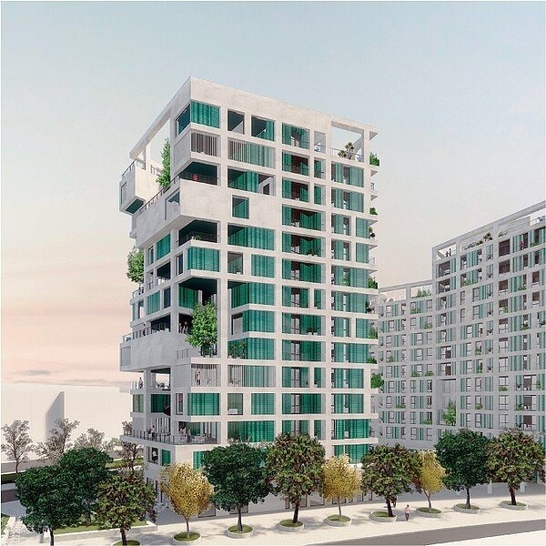 《凱旋青樹》社會住宅模擬圖。圖/高雄市都發局提供