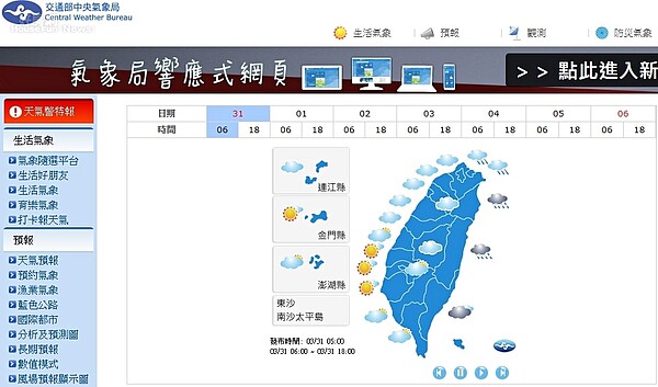 中央氣象局顯示未來一週溫度起伏大。