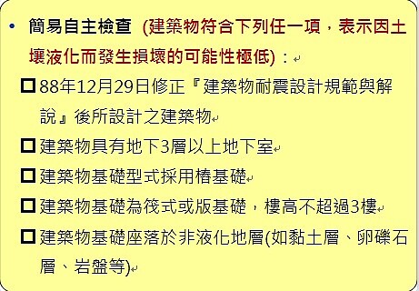 簡易自主檢查表。（圖／擷取自土壤液化潛勢查詢系統）