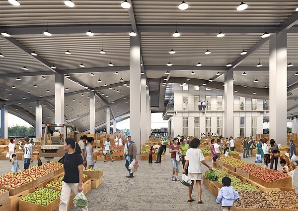 新化果菜市場模擬圖。(擷取自MVRDV網站)