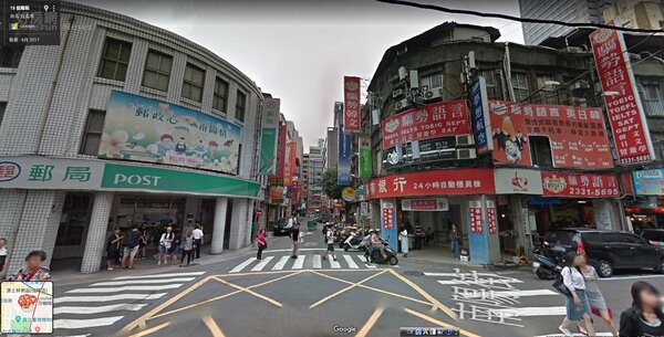 南陽街信陽街口的老行庫土地，老行庫擬將重整都更。(翻攝Google map)