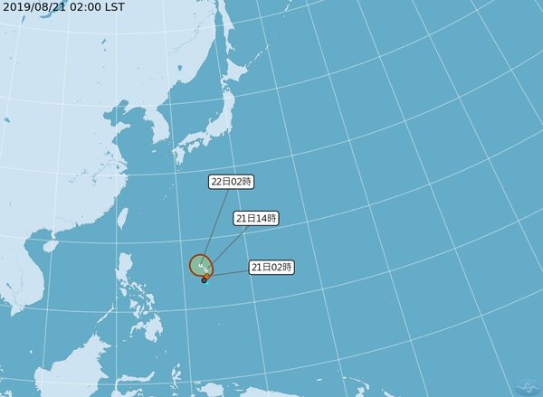 目前太平洋地區有一個熱帶性低氣壓(T.D.)。圖／取自氣象局網站
