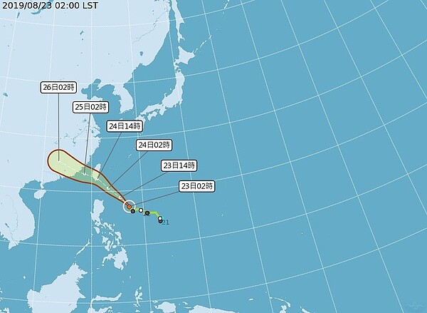 輕颱白鹿的路徑潛勢預報。圖／取自氣象局網站