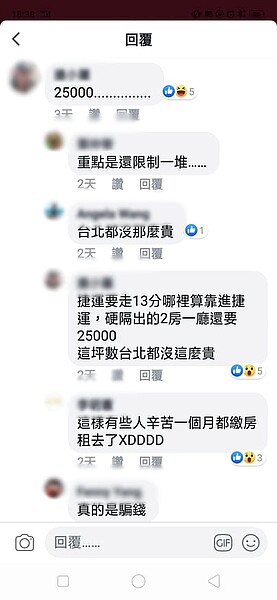 對過於昂貴的租金,網友議論紛紛。圖/翻攝自臉書社群