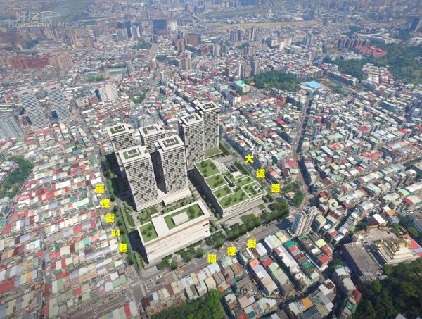 廣慈博愛園區位於台北市信義區，其中C、D、E基地作為社會住宅，先後拿到耐震設計標章。照片台北市都發局提供
