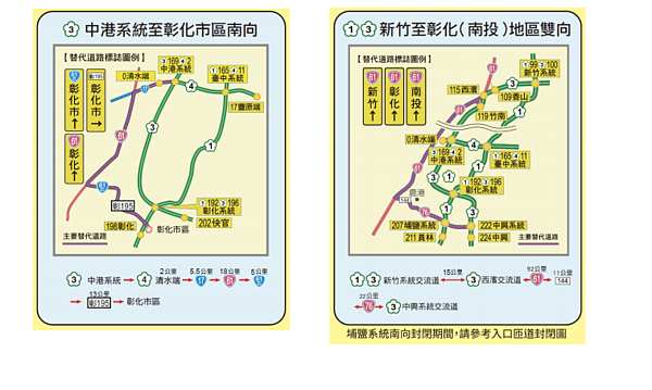高公局提醒可以使用替代道路,避免塞在國道車潮中。高公局提供