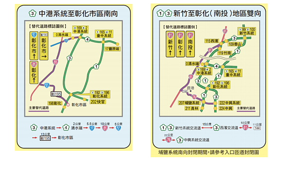 高公局提醒可以使用替代道路，避免塞在國道車潮中。高公局提供