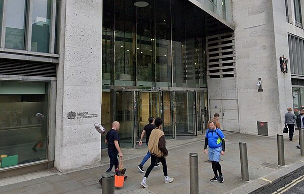 據外媒報導，倫交所傾向拒絕港交所的收購案。取自Google Maps