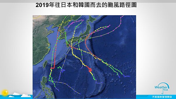 今年往日韓的颱風路徑圖。圖/取自賈新興臉書