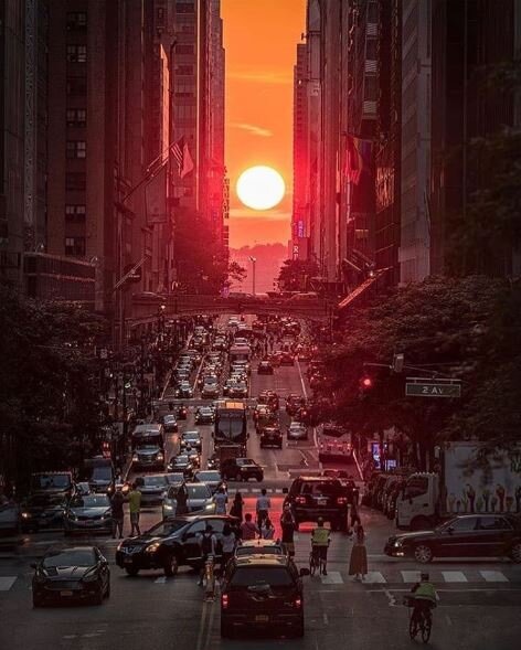 曼哈頓懸日奇景在台灣也有機會看到，這回將在9/30~10/2三天時間降臨嘉義。圖／取自instagram@ig__newyork