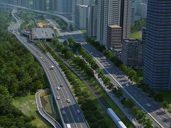 淡北道路爭議多年,新北市認為,新建淡北平面道路後,可增加淡水聯外交通道路容量。圖/新北市交通局提供