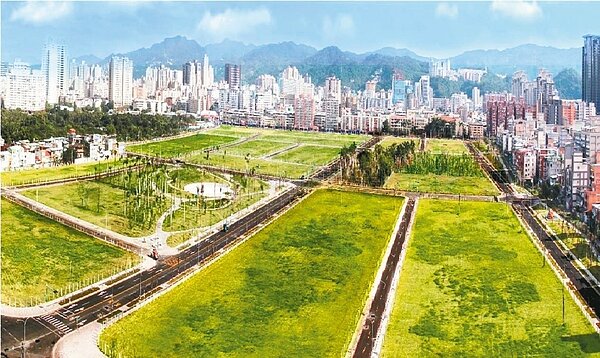 新店中央新村北側土地徵收後的使用情況。 圖／新北市地政局提供