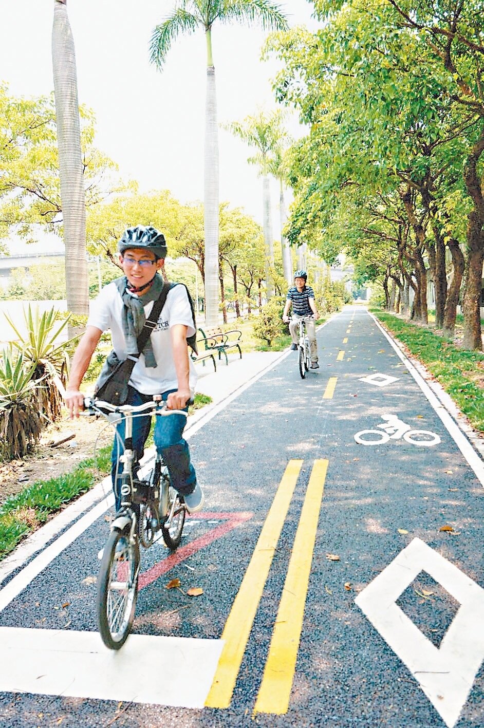 台北市近年推動綠色運輸計畫,在主要幹道規畫自行車道,對周遭房市有加分效果。 圖/聯合報系資料照片