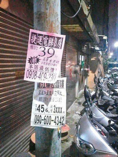 違規小廣告破壞市容，北市議員王浩認為北市府清除不力，裁罰比率偏低。 圖／議員王浩提供