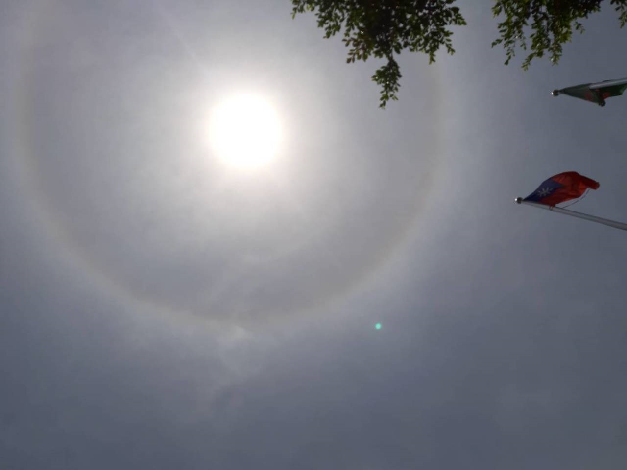桃園市今天中午天空出現「日暈」景象。