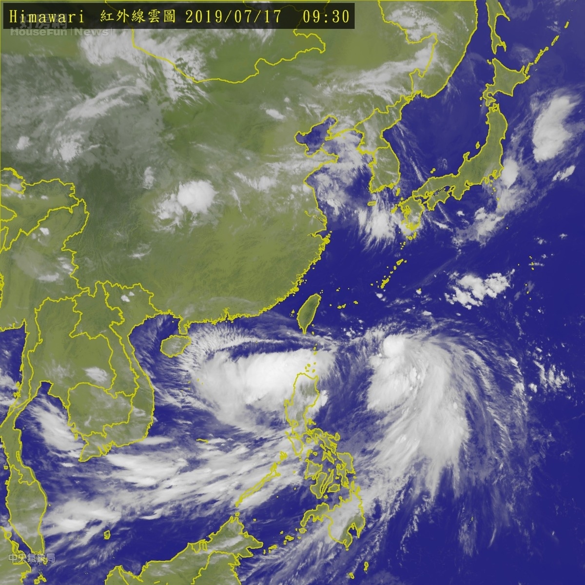 丹娜斯颱風衛星雲圖