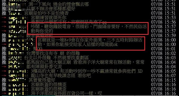 PPT上網友發問,住家附近有宮廟好壞,引發正反論戰。圖/取自PTT Home-sale板
