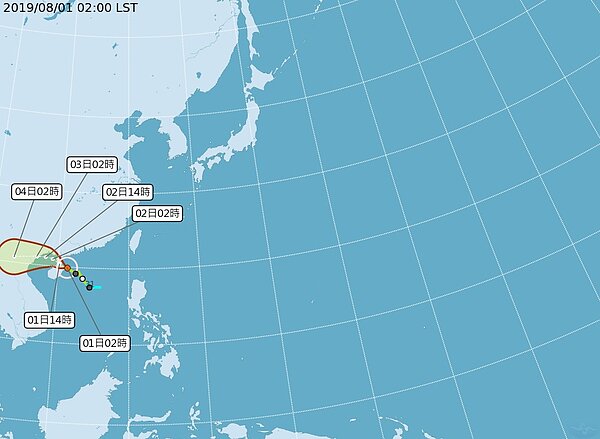 吳德榮說,薇帕颱風向西北西前進;強度略增強,其外圍雲系深厚,今、明兩天薇帕將給廣東及海南島帶來強風及大量降雨。圖/取自氣象局網站