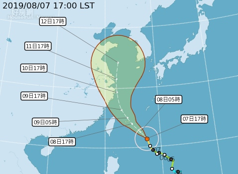 利奇馬颱風發布海上颱風警報。