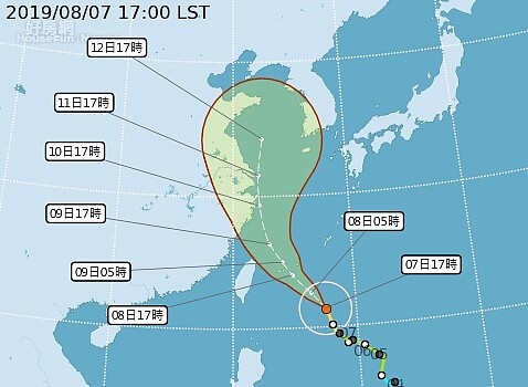 利奇馬颱風發布海上颱風警報。