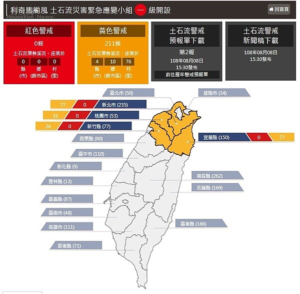 利奇馬土石流警戒