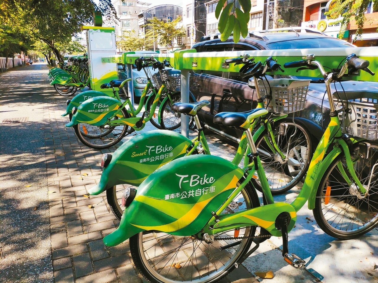 台南公共自行車（T-Bike）將在新營區設置4處租賃點，圖為善化區租賃點。 記者謝進盛／攝影