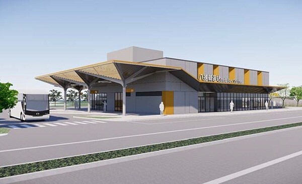 桃園市政府將興建八德轉運站,1樓為候車大廳與大客車停靠月台,2樓為機車停車場,最快本月動工。圖/桃園市交通局提供