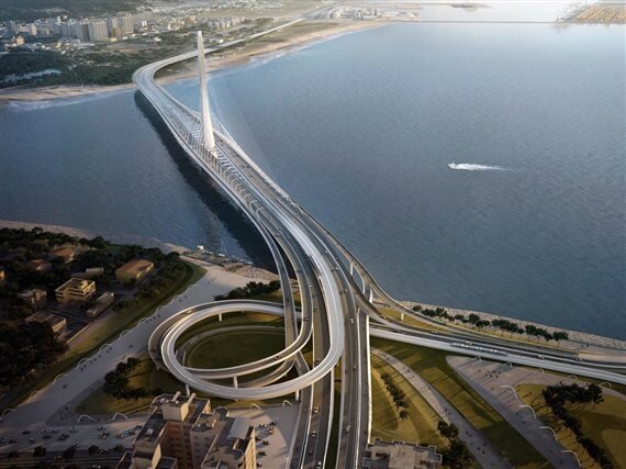 淡江大橋完工模擬圖。圖／新北市政府提供