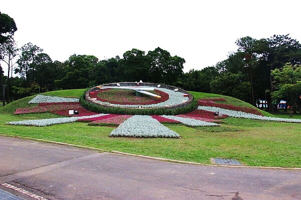 花鐘以石竹及銀葉菊搭配初登場。圖／台北市公園處提供