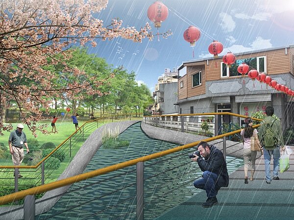 金山中山溫泉公園金包里溪願景圖。新北市城鄉局提供