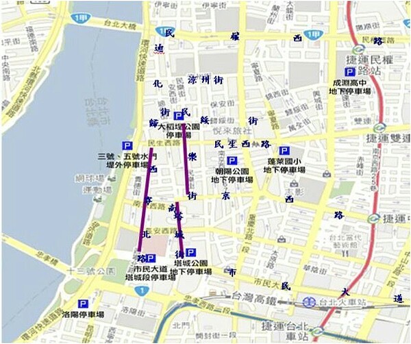 台北市警大同分局今天起分別針對大同區年貨大街商圈交通管制。圖/警方提供