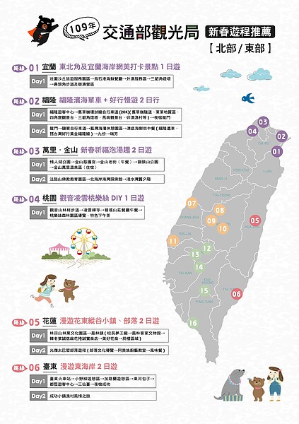 觀光局新春遊程推薦。圖/觀光局提供