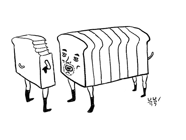 預售屋是未來的麵包(圖/林淵源繪)
