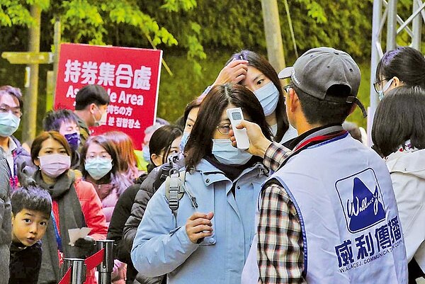 考量防疫期間穩定物價政策,中油天然氣價原本該漲3%左右,決定暫不調升,是今年連兩凍。圖為新北市平溪天燈節1日盛大登場,民眾進場前須測量體溫。許哲瑗攝