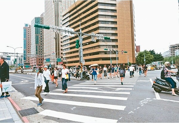 北市議員秦慧珠接獲松山高中學生陳情，指忠孝東路、基隆路口是他們上下學必經路口，但該路口沒設行人時相。 圖／聯合報系資料照片