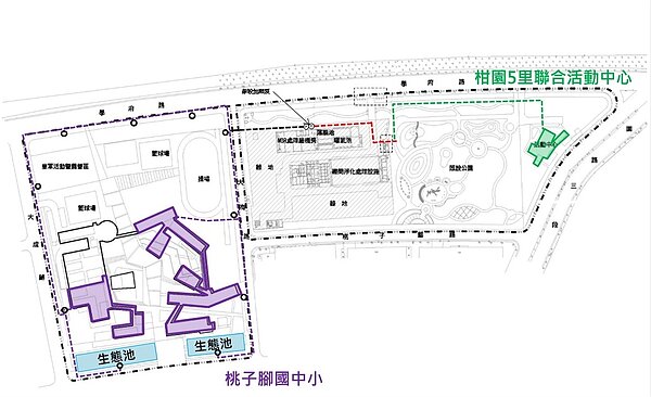 台北大學特定區回收水供水系統平面配置圖。圖/新北市政府提供