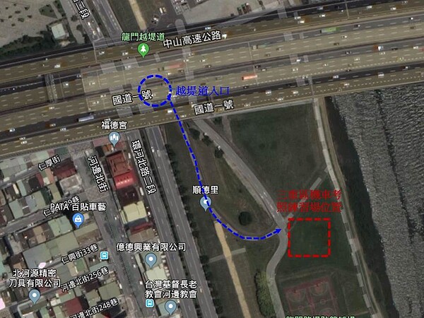 三重區機車考照練習場地點示意圖。圖／新北市政府提供