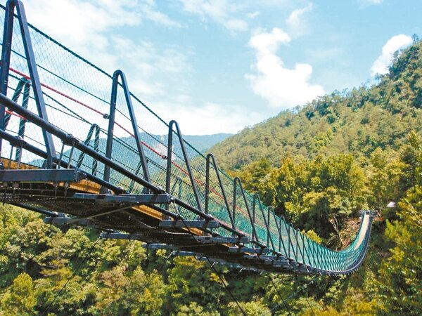 南投縣奧萬大國家森林遊樂區吊橋完工十年，發生首起墜橋身亡事故。 圖／南投林管處提供