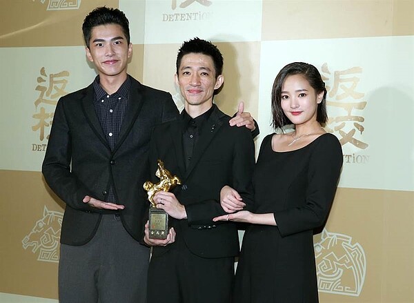 王淨、曾敬驊出席《返校》金馬慶功宴,分享導演徐漢強得獎喜悅。(粘耿豪攝)