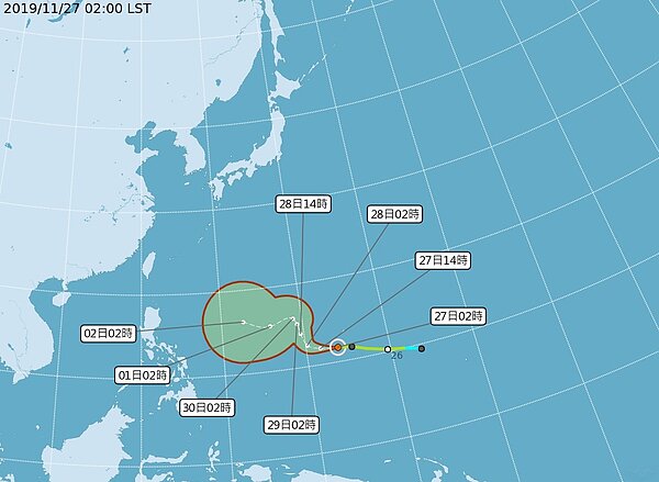 北冕颱風。圖/取自氣象局網站