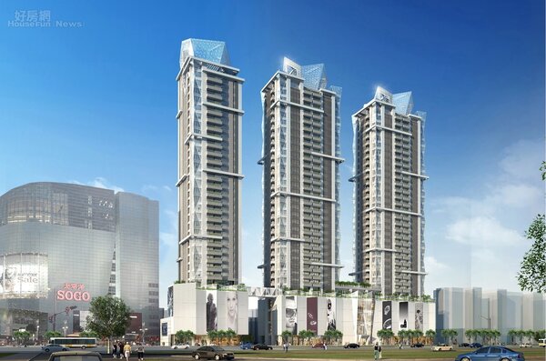 台北市正義國宅都更案「Diamond Towers」完工示意圖。圖片戴德梁行提供