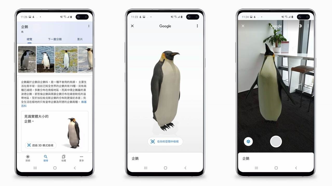 Google搜尋輸入動物名稱，點選「透過3D模式檢視」，就能把動物召喚到眼前。記者黃筱晴／攝影