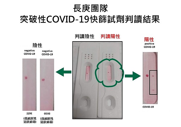 長庚團隊突破性COVID-19 快篩試劑判讀結果。圖／長庚醫院提供