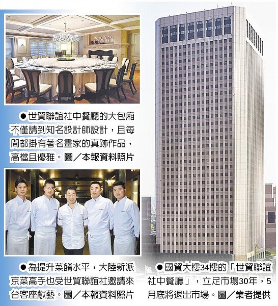 世貿聯誼社中餐廳將熄燈。圖／中時報系資料照、業者提供
