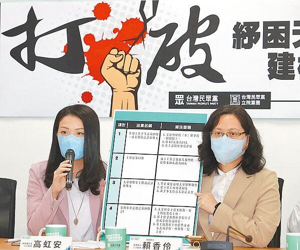 民眾黨立院黨團召開記者會爭取勞權，呼籲放寬勞工紓困標準與組公會限制。（季志翔攝）