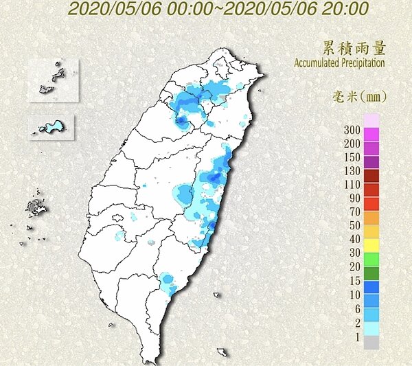 中央氣象局表示，今天(6日)鋒面通過帶台灣北部海面，各地以多雲到晴的天氣為主，明天(7日)各地為多雲到晴的天氣，北部雲量較多，清晨有零星降雨的機率，東半部有局部短暫陣雨，西半部山區有局部午後短暫雷陣雨。圖／擷取自中央氣象局網站