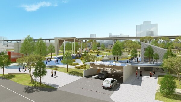 板橋第一座前瞻停車場，音樂公園地下停車場8月完工。圖／新北市政府提供